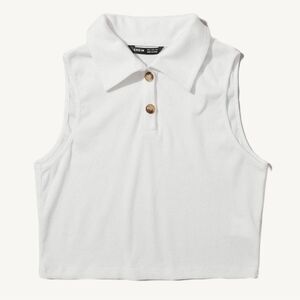 white button down cropped collared tank